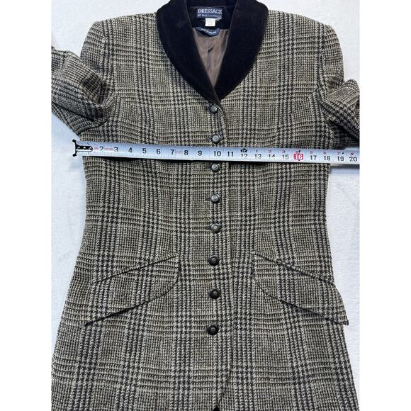 Paul Costelloe Dressage Wool Tweed Blazer Mocha Check Velvet Collar SZ 6 Regal - Picture 12 of 12